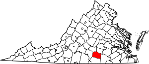 Map of Virginia highlighting Lunenburg County