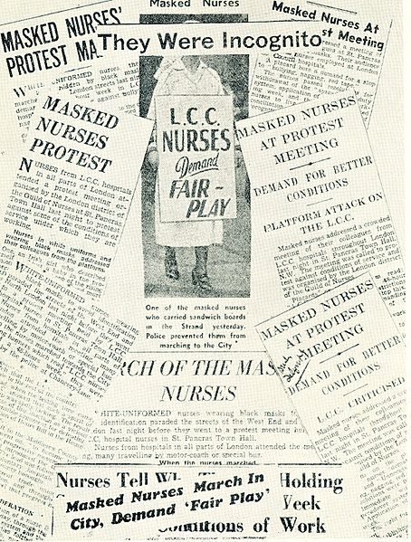 Masked nurses demonstration 1937