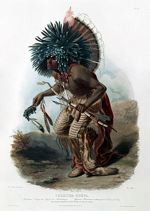 Moenitarri warrior in the costume of the dog danse 0056v