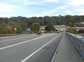 NY 120 over the Metro-North Harlem Line approaching the wye at Downtown Chappaqua