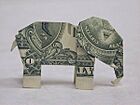 Origami (made from an American 1-dollar bill) of an elephant