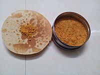 Peanut chuteny with Jain khakhra