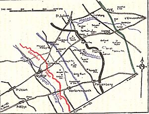Positions and objectives of the 55th (West Lancashire) Division during the Battle of Pilckem Ridge