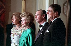 President Ronald Reagan, Nancy Reagan, Grand Duke Jean of Luxembourg, and Grand Duchess Josephine-Charlotte