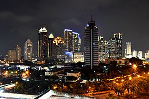 Sudirman Central Business District skyline at night