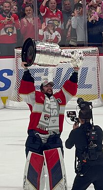 Sergei Bobrovsky with the Stanley Cup