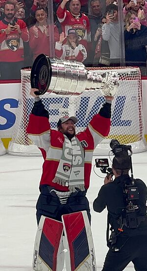 Sergei Bobrovsky with the Stanley Cup