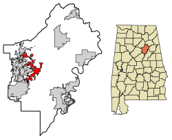 Location of Odenville in St. Clair County, Alabama.