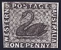 Stamp-Western Australia 1854 1d Black Swan imperf