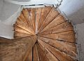 Tudor staircase, Madingley Hall, Cambridgeshire, from below