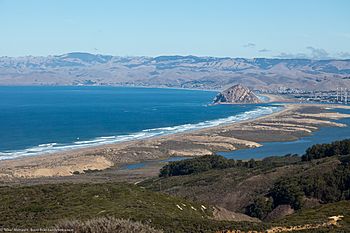 View from Summit of Hazard Peak to Morro Bay Estuary, Sandspit, Pacific Ocean, City of Morro Bay and Los Osos and Baywood, Morros, and Morro Bay Inlet. (6221428357)