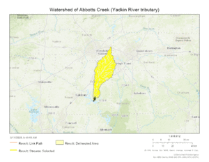 Watershed of Abbotts Creek (Yadkin River tributary)