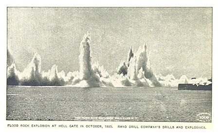 (King1893NYC) pg944 FLOOD ROCK EXPLOSION AT HELL GATE IN OCTOBER, 1885. RAND DRILL COMPANY'S DRILLS AND EXPLOSIVES