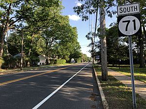 2018-05-25 18 09 21 View south along New Jersey State Route 71 (7th Avenue) at Monmouth County Route 20 (8th Avenue) and Beacon Boulevard in Sea Girt, Monmouth County, New Jersey