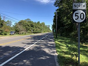 2018-09-15 11 51 45 View north along New Jersey State Route 50 (Broad Street) just north of Atlantic County Route 557 (Buena-Tuckahoe Road) in Estell Manor, Atlantic County, New Jersey