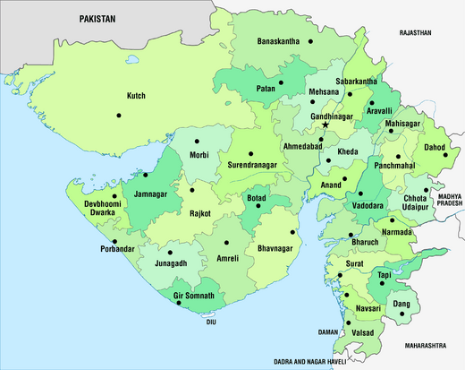 Administrative map of Gujarat