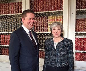 Andrew Scheer with Theresa May - 2018 (25826513867) (cropped)