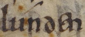 Anglo-Saxon Chronicle - lunden (British Library Cotton MS Tiberius A VI, folio 4r)