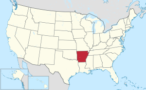 Map of the United States highlighting Arkansas