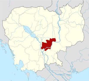 Map of Cambodia highlighting Kampong Cham