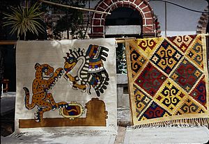 Codice and Zapotec Diamond tapetes by Isaac Va¦üsquez Garci¦üa, Teotitlan del Valle
