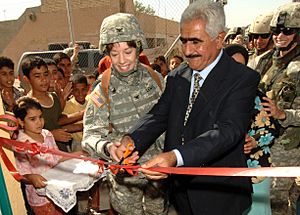 Colonel Debra Lewis, a district commander with the Army Corps of Engineers and Sheik O'rhaman Hama Raheem
