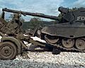 Danish Leopard 1A5 destroys a Serbian M55 AA gun 1996