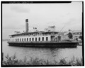 EXTERIOR VIEW OF SAN MATEO MOORED AT THE NAVAL RESERVE CENTER, SEATTLE, JULY 1991, FACING NORTHEAST. - San Mateo Ferry, South end of Lake Union, Seattle, King County, WA HAER WASH,17-SEAT,9-14