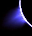 False color Cassini image of jets in the southern hemisphere of Enceladus