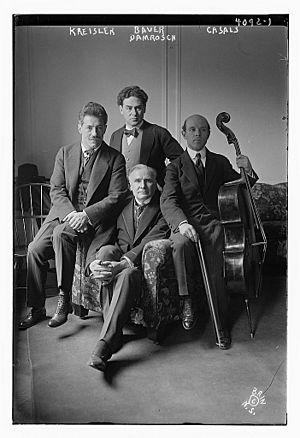 Fritz Kreisler, Harold Bauer, Pablo Casals, and Walter Damrosch at Carnegie Hall on March 13, 1917