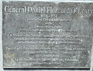 General Daniel Florence O'Leary 1801-1854, plaque