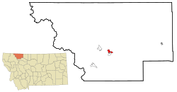Location of North Browning, Montana