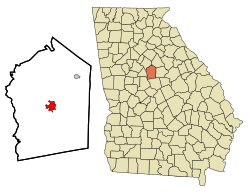 Location in Jasper County and the state of Georgia