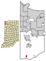 Location of Schneider in Lake County, Indiana.
