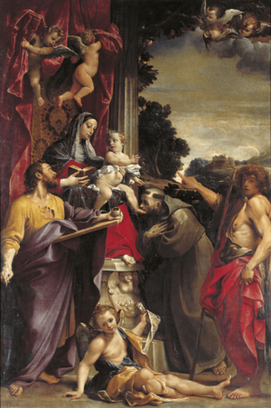 Madonna Enthroned with Saint Matthew, Annibale Carracci, 1588