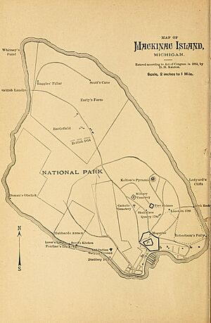 Map of Mackinac Island - Annals of Fort Mackinac - 1889 - Busenbark edition