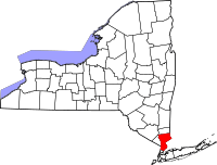 Map of New York highlighting Westchester County