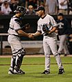 Mariano Rivera shakes Jorge Posadas hand