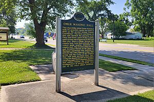 Omer Masonic Hall historic marker (Omer, Michigan)