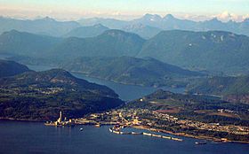 An aerial view of Powell River in 2004