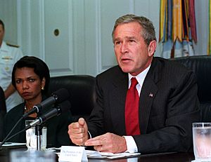 President George W. Bush addresses the media at the Pentagon on Sept. 17, 2001