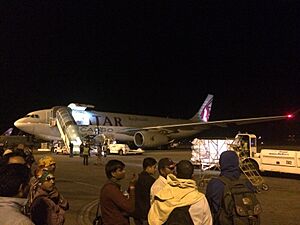 Qatar Airways Cargo B777 providing humanitarian support after the 2015 Nepal earthquake April 26, 2015
