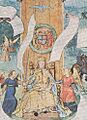 Queen Mary I enthroned and flanked by angels