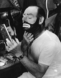 Ringling Circus clown Emmett Kelly getting ready for the show- Sarasota, Florida (8531415356)