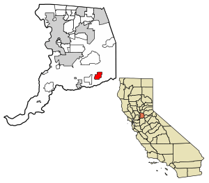 Location of Clay in Sacramento County, California.