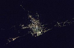 Satellite photo of the Greater Sydney Area at night