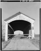 Southeast portal entrance. - Leatherwood Station Covered Bridge, Spanning Leatherwood Creek (moved to Billie Creek Village), Montezuma, Parke County, IN HAER IND,61-MONT,1-2
