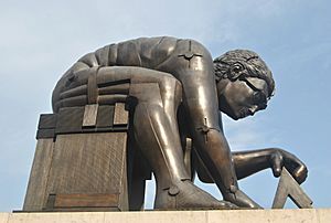 Statue of Newton (after Paolozzi) in the British Library courtyard (13598958575)