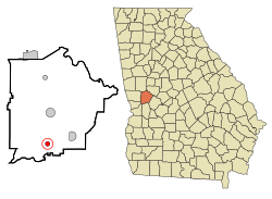Location in Talbot County and the state of Georgia
