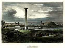 View of Pompey's Pillar with Alexandria in the background in c.1850